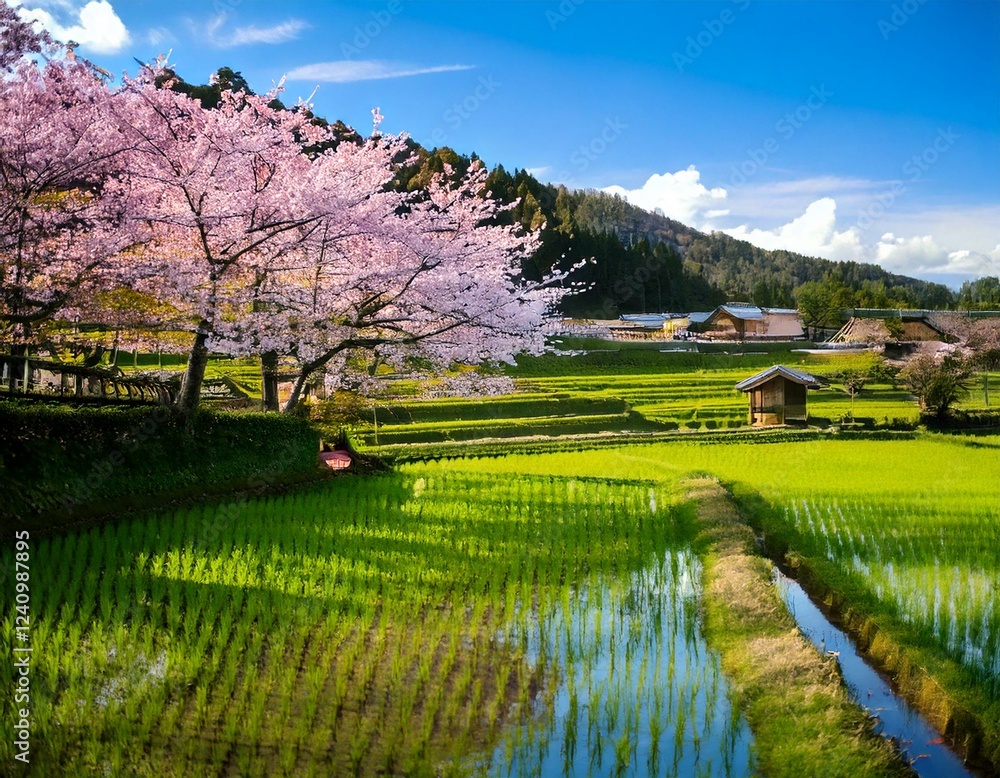Obraz premium 桜 田園 風景