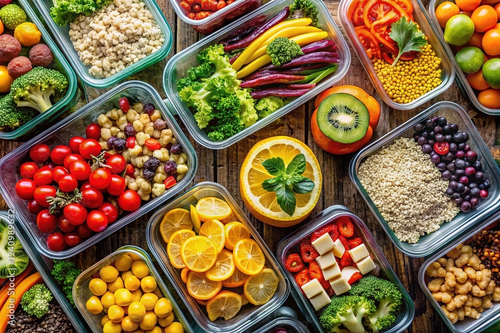Bright, vibrant meal prep containers – a long exposure feast. Bright, vibrant meal prep containers – a long exposure feast.