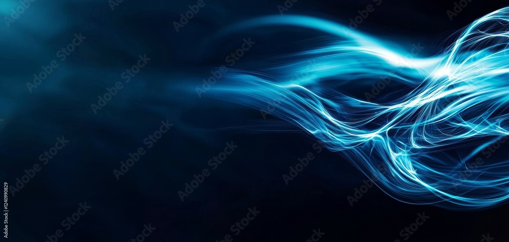 Fototapeta premium A vibrant blue abstract background with flowing light waves, creating a sense of motion and depth.