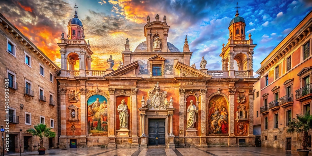 Fototapeta premium AI-generated art: Apostles Peter & Paul, Valencia church, 16th-century style.