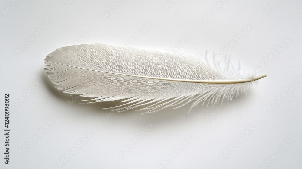 Obraz premium White Bird Feather on Light Background