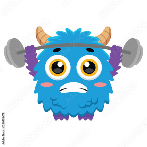 Cute Monster Weightlifting Exercise