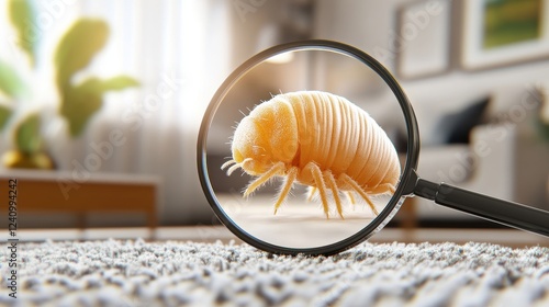 Flea magnified on a living room carpet.