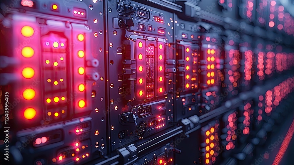 Futuristic Technology Illuminated Control Panel Array Futuristic Technology Illuminated Control Panel Array