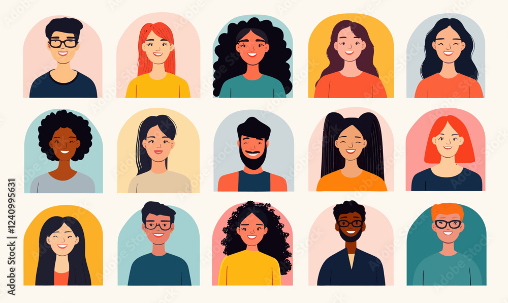 Diverse People Portraits: Vibrant Multiracial Icons for Inclusive Designs Diverse People Portraits: Vibrant Multiracial Icons for Inclusive Designs