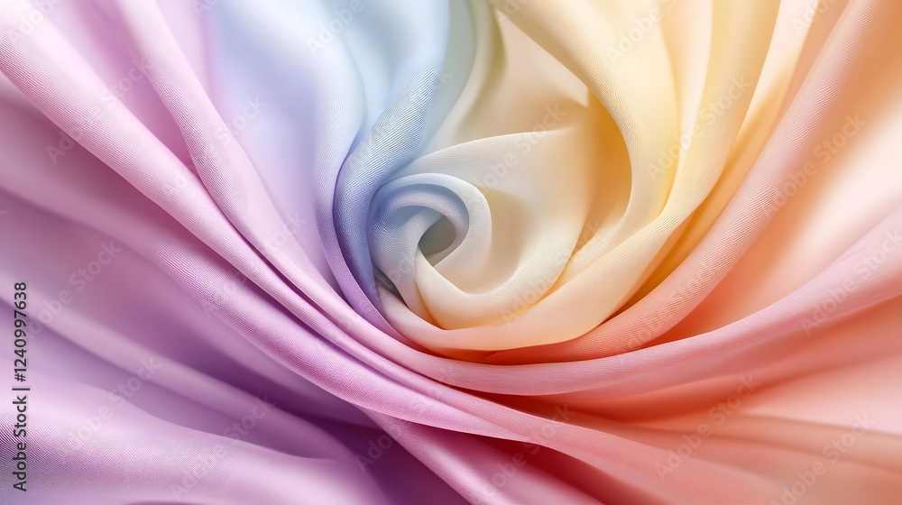 Obraz premium 3D Spiral of Vibrant Silk Fabric: A Modern and Artistic Composition