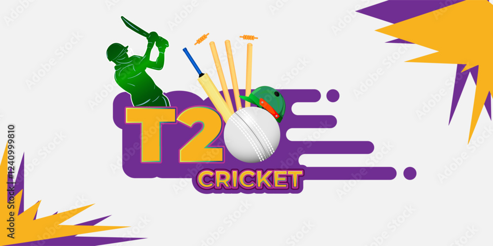 Fototapeta premium Vector illustration of T 20 Cricket League social media template
