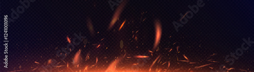 Abstract background with fire sparks and glowing particles. Fire vector design for effects, banners, backgrounds and presentations. Vector