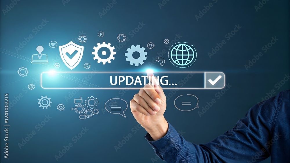 Futuristic Update Interface Hand Touching Progress Screen V3 Futuristic Update Interface Hand Touching Progress Screen V3