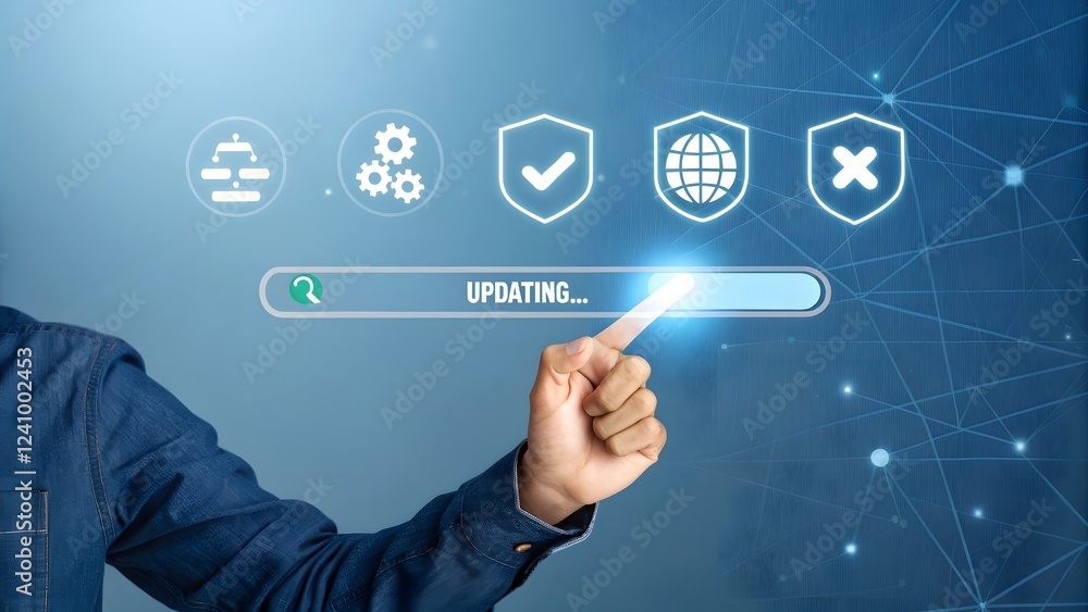 Futuristic Update Interface Hand Touching Progress Screen V2 Futuristic Update Interface Hand Touching Progress Screen V2