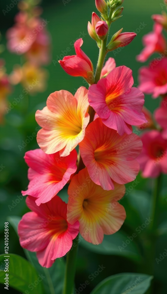 Colorful large snapdragon flowers blooming rapidly outside, rapidly, plants, summer Colorful large snapdragon flowers blooming rapidly outside, rapidly, plants, summer