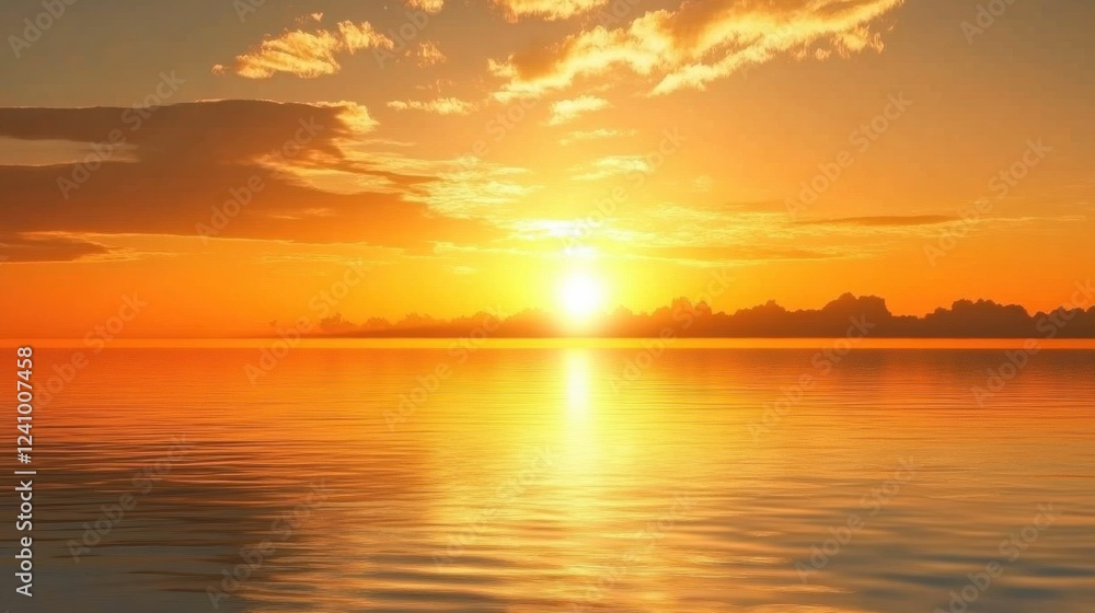 Serene Sunset Over Calm Ocean Waters with Colorful Sky Reflections Serene Sunset Over Calm Ocean Waters with Colorful Sky Reflections
