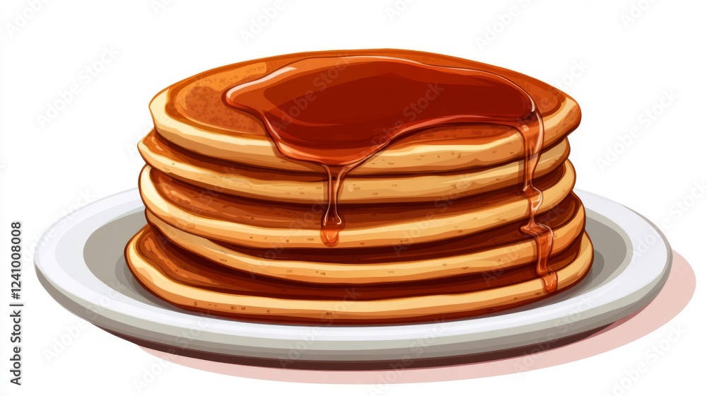 Stack of Brown Pancakes Topped with Syrup Stack of Brown Pancakes Topped with Syrup