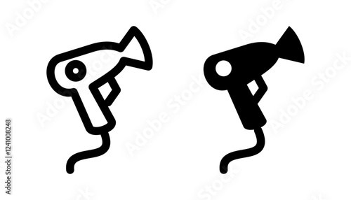 Hairdryer icon. Beauty salon and hairstyling sign. Electric blow-drying and grooming symbol. Professional styling tool pictogram. Fashion and personal care illustration.