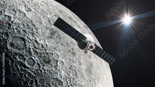 Future Space Mission Satellite in Orbit of The Moon