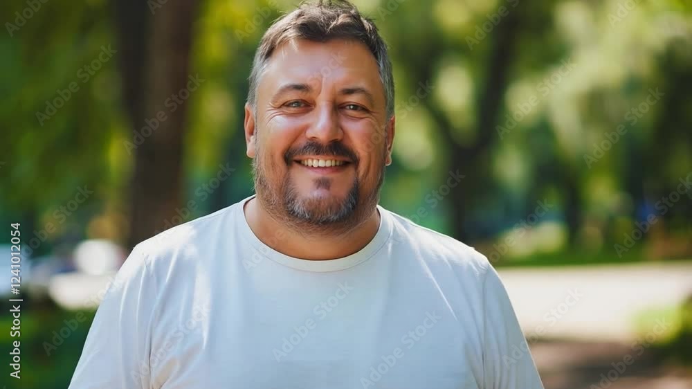 This man smiles confidently while participating in a training session dedicated to weight loss. This man smiles confidently while participating in a training session dedicated to weight loss.