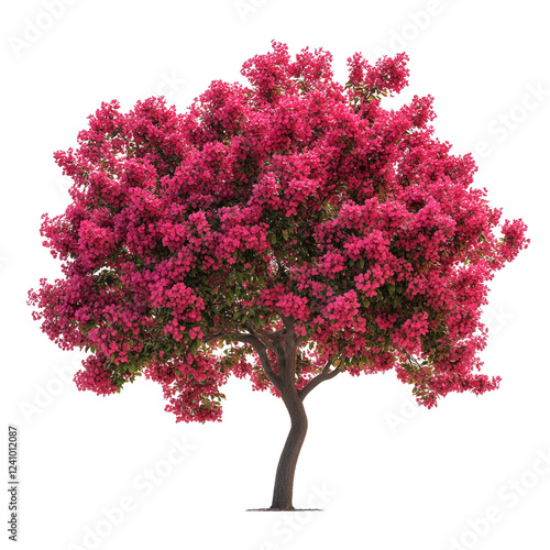 Colorama scarlet crape myrtle tree isolated on transparent background PNG photo