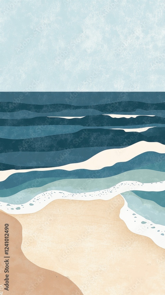 Obraz premium Serene Ocean Waves Crashing Gently on Sandy Shore