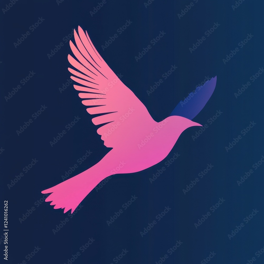 Fototapeta premium Pink Bird in Flight Graceful Wings Soaring