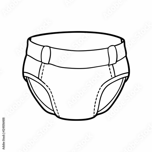 Coloring page of a toddler's training pants in a simple and functional design