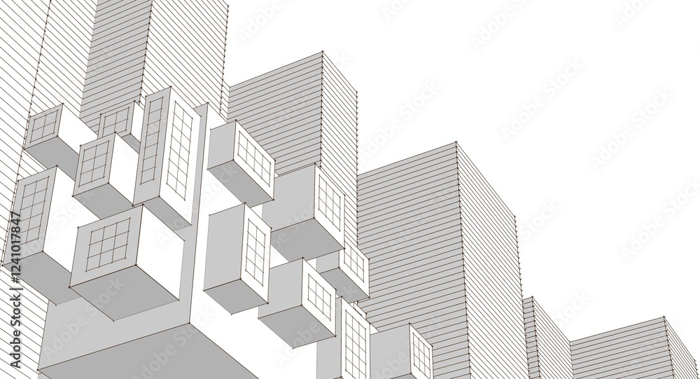 Fototapeta premium abstract modern architecture 3d illustration