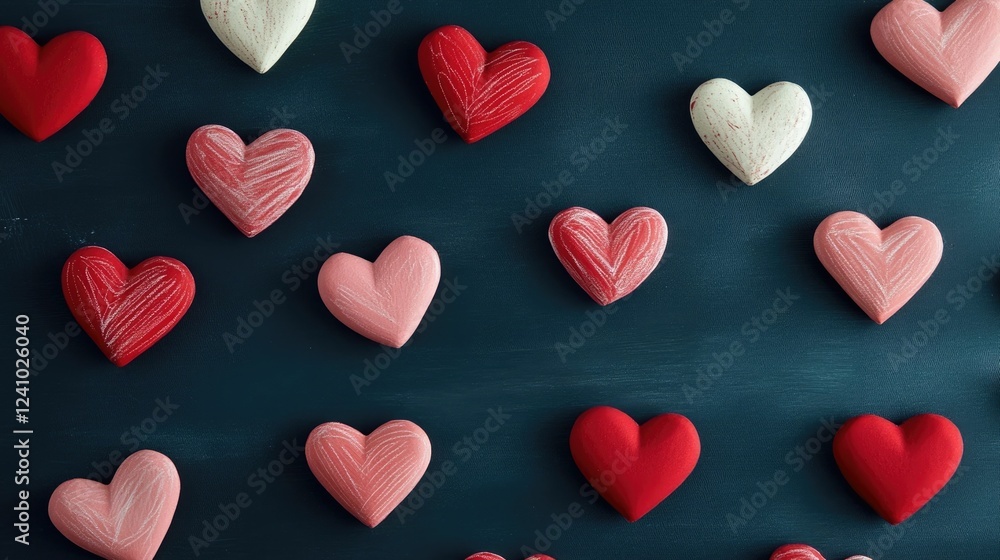 Whimsical heart doodles in shades of red and pink scattered across a chalkboard style background creating a playful and charming Valentine s vibe The abstract Whimsical heart doodles in shades of red and pink scattered across a chalkboard style background creating a playful and charming Valentine s vibe The abstract