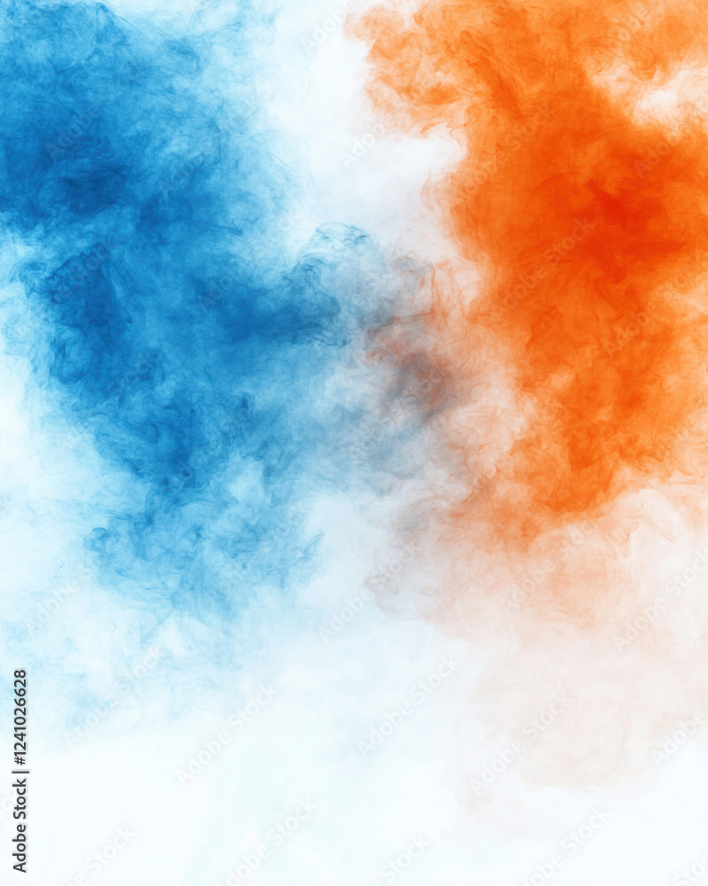 Naklejka premium Abstract soft pastel powder mist in blue and orange hues creates delicate atmosphere