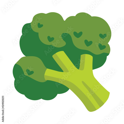 Fresh Green Broccoli Vector Icon: Healthy Organic Vegetable Illustration in Flat Style