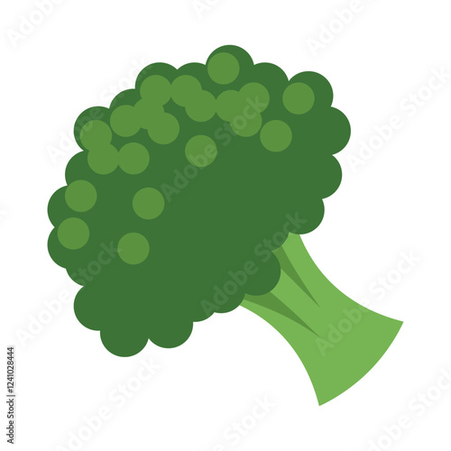 Fresh Green Broccoli Vector Icon: Healthy Organic Vegetable Illustration in Flat Style