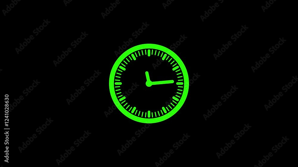 Green color counting down circle analog clock animation Green color counting down circle analog clock animation