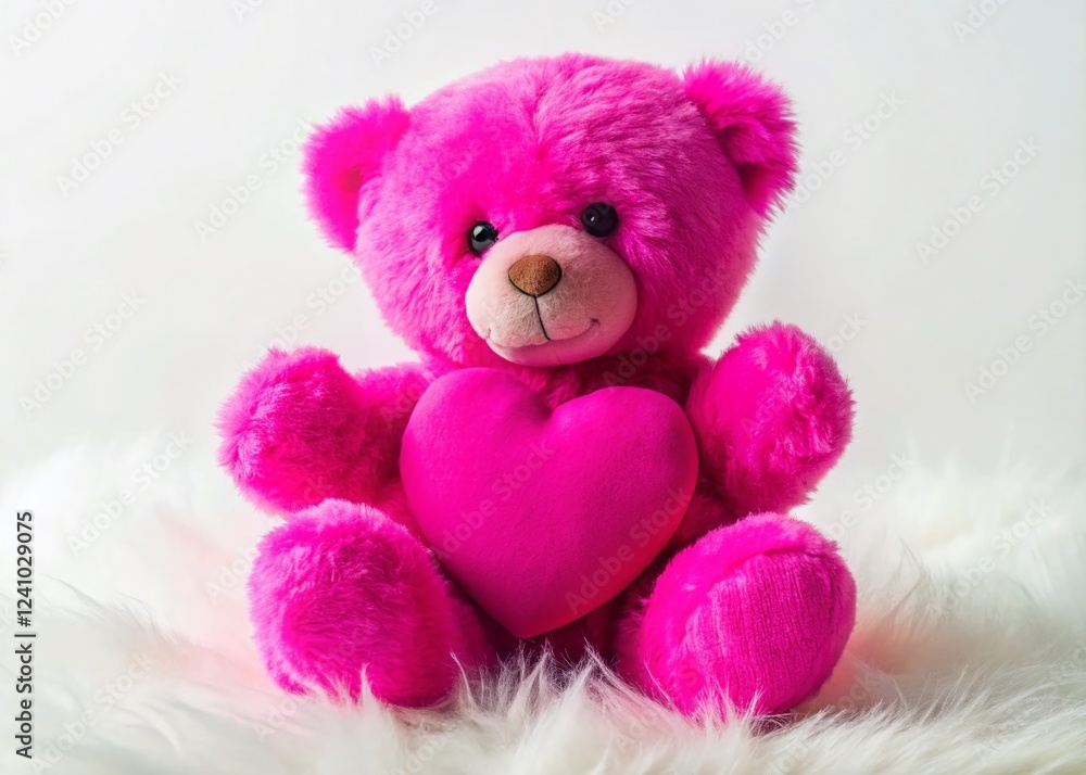 Cute Pink Teddy Bear Holding Valentine Heart, Isolated White Background - Perfect for Valentine's Day Cards & Designs Cute Pink Teddy Bear Holding Valentine Heart, Isolated White Background - Perfect for Valentine's Day Cards & Designs