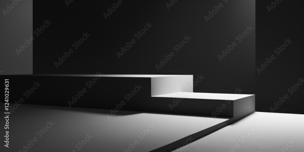 An abstract minimalist composition with a stark black backdrop, Geometric shapes subtly integrated, Contemporary minimalist style An abstract minimalist composition with a stark black backdrop, Geometric shapes subtly integrated, Contemporary minimalist style