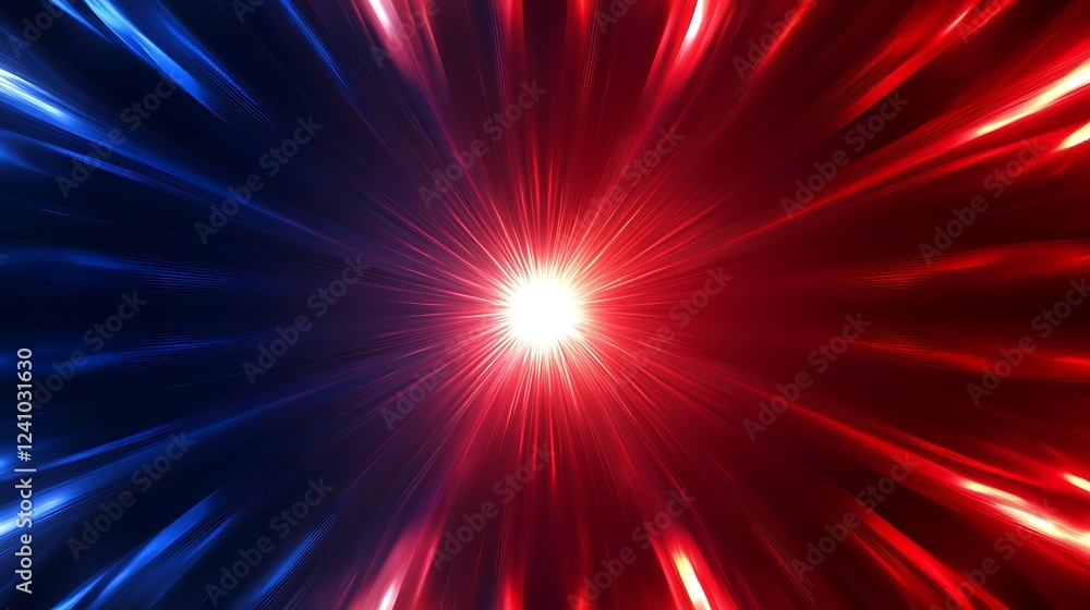Fototapeta premium Red blue light burst energy