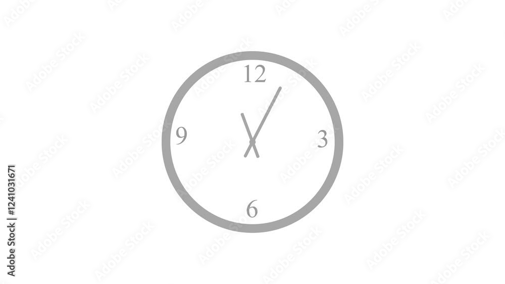 Flat clock isolated animation, counting down gray clock animated on black background Flat clock isolated animation, counting down gray clock animated on black background