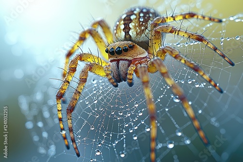 Wallpaper Mural Dew Drops Adorn A Spiders Web A Close Up View Torontodigital.ca