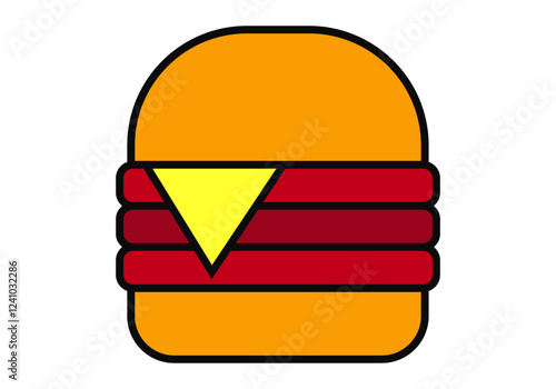 Hamburguesa de carne y queso en fondo blanco