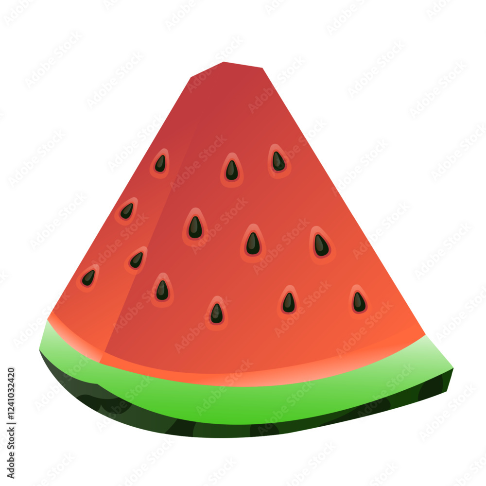 Sliced fresh fruit red meat water melon cartoon illustration image Sliced fresh fruit red meat water melon cartoon illustration image