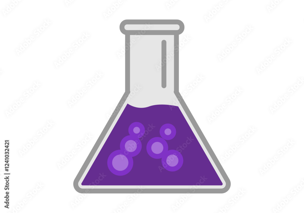 Matraz aforado con sustancia química o mezcla morada Matraz aforado con sustancia química o mezcla morada