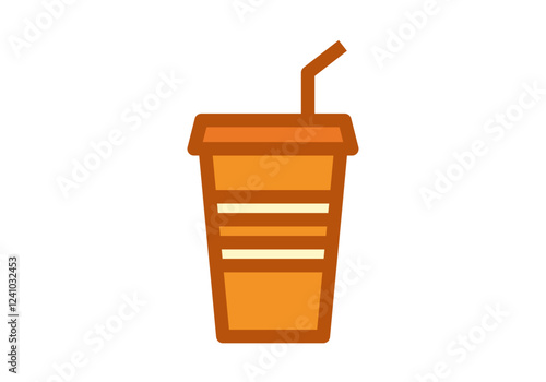 Vaso naranja con pajita de refresco para verano