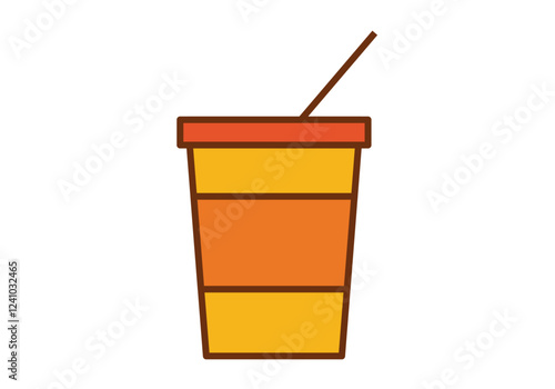 Vaso de refresco naranja y amarillo con pajita
