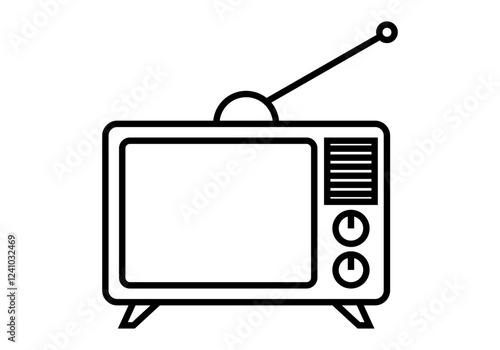 Icono negro de televisión analógica en fondo blanco