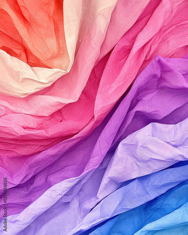 Colorful fabric layers in shades of red, pink, and purple create vibrant texture Colorful fabric layers in shades of red, pink, and purple create vibrant texture
