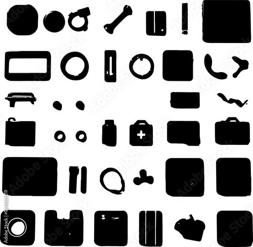 A grid of various icons for use in illustration and editorial content