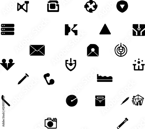 A grid of various icons for use in illustration and editorial content