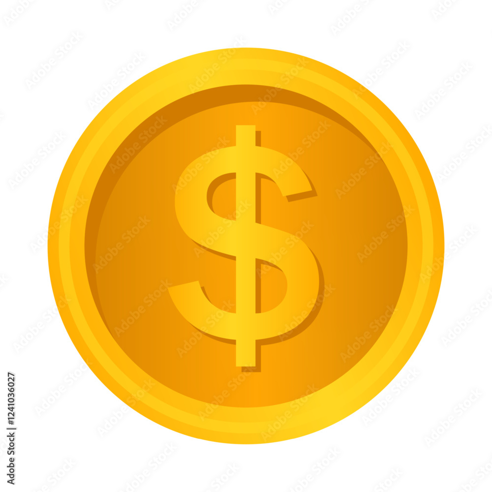 Golden coin cartoon illustration image Golden coin cartoon illustration image