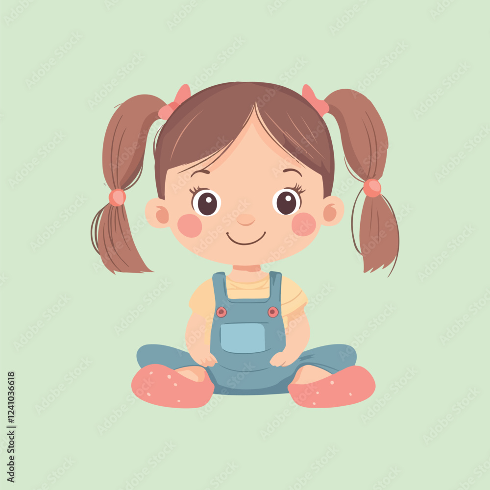 A cute happy baby girl sitting vector illustration A cute happy baby girl sitting vector illustration