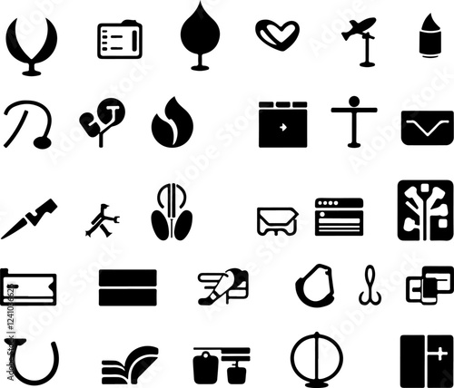 A grid of various icons for use in illustration and editorial content