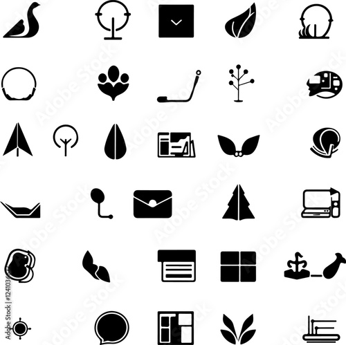 A grid of various icons for use in illustration and editorial content