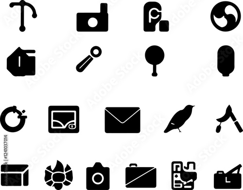 A grid of various icons for use in illustration and editorial content