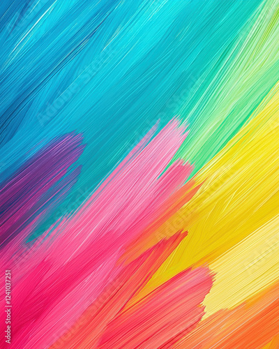 Wallpaper Mural Vibrant abstract painting with colorful brush strokes in blue, pink, and yellow Torontodigital.ca